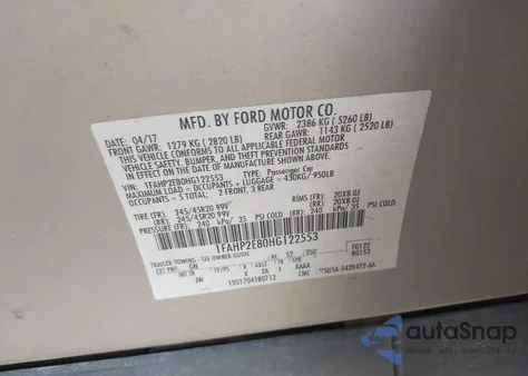 2017 Ford Taurus Sel from USA, damaged, VIN 1FAHP2E80HG122553